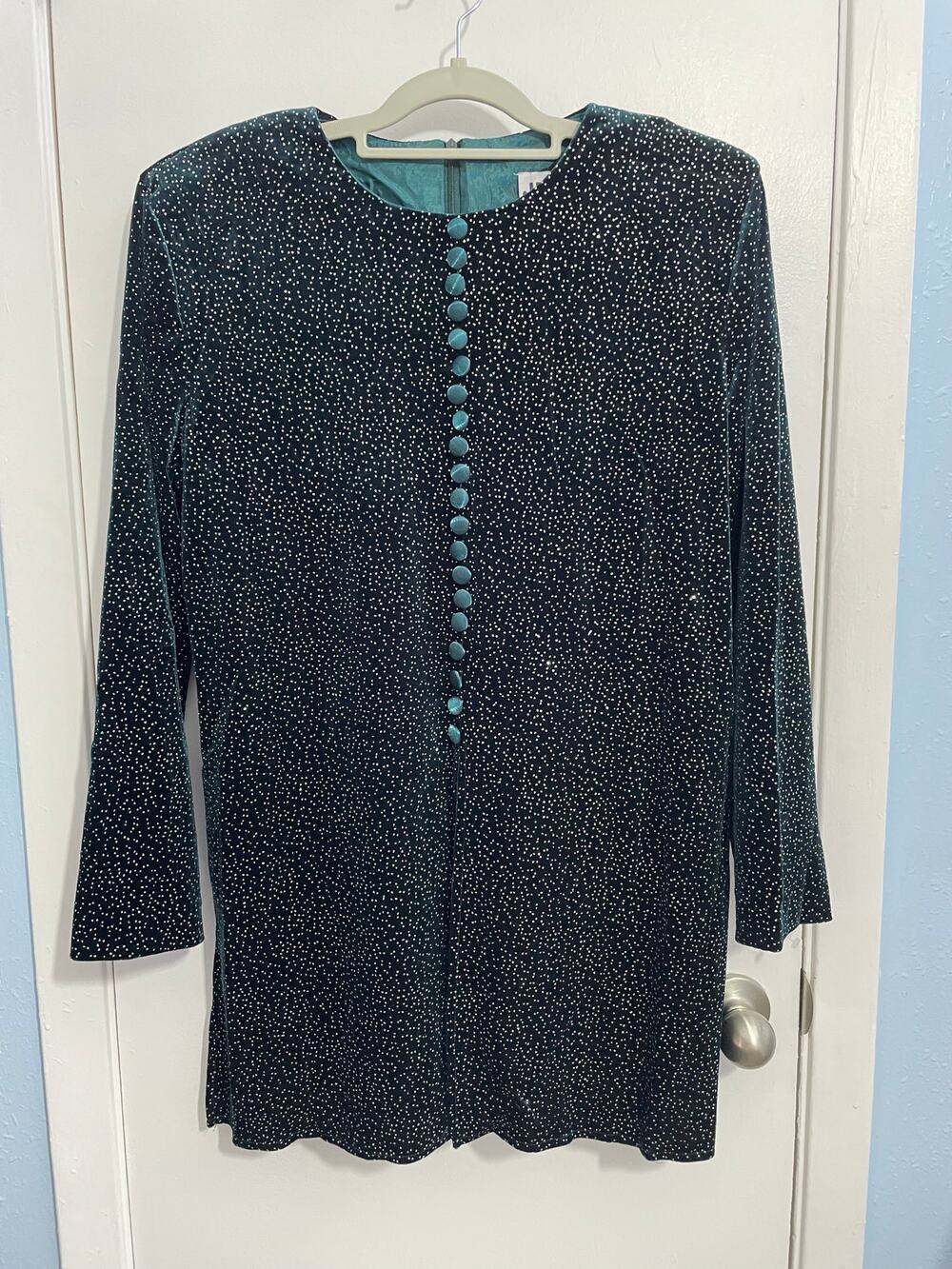 VTG Velvet Tunic Blouse Size 14 Emerald Green Whimsigoth Christmas Holidays